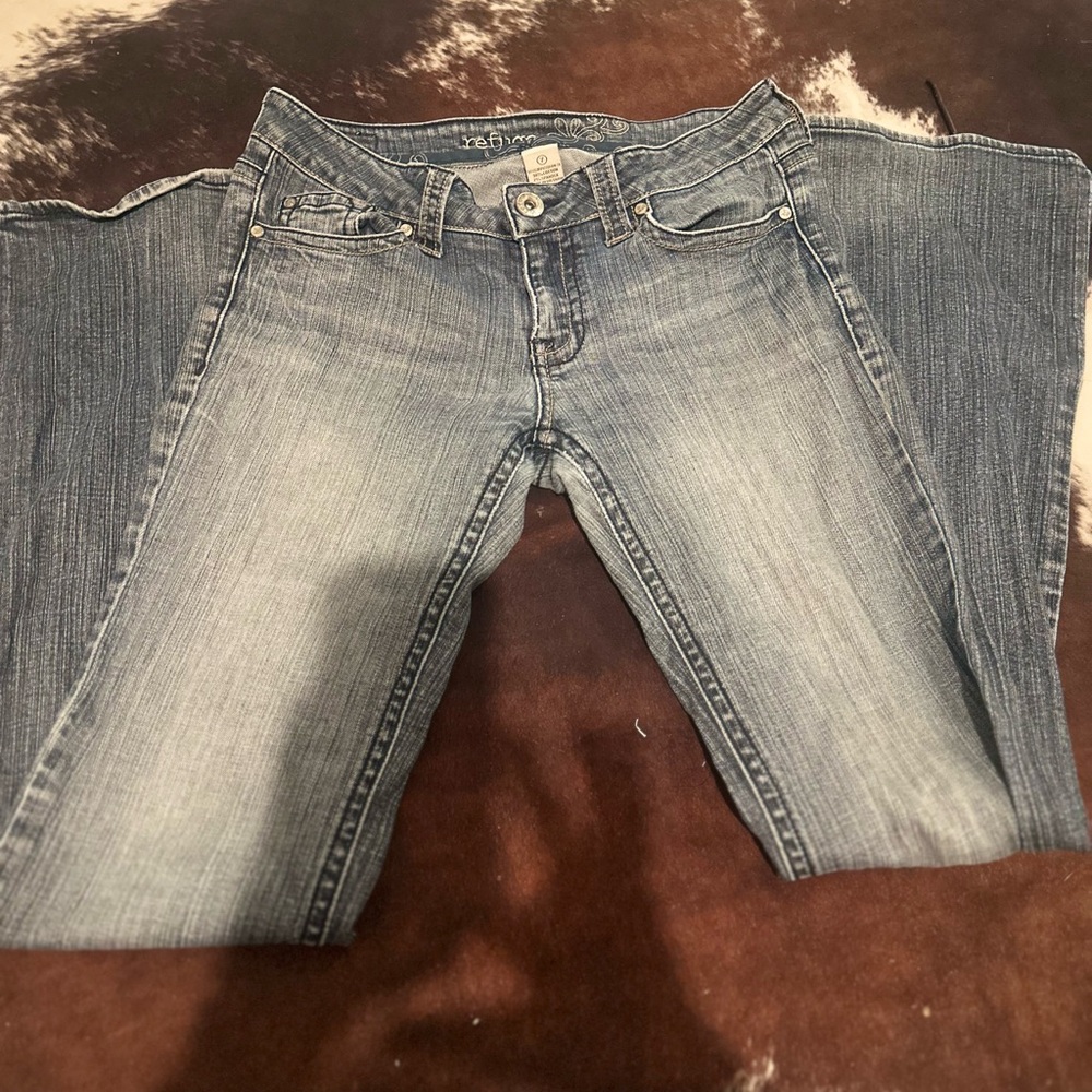 Refuge Blue Flare Wide Leg Jeans